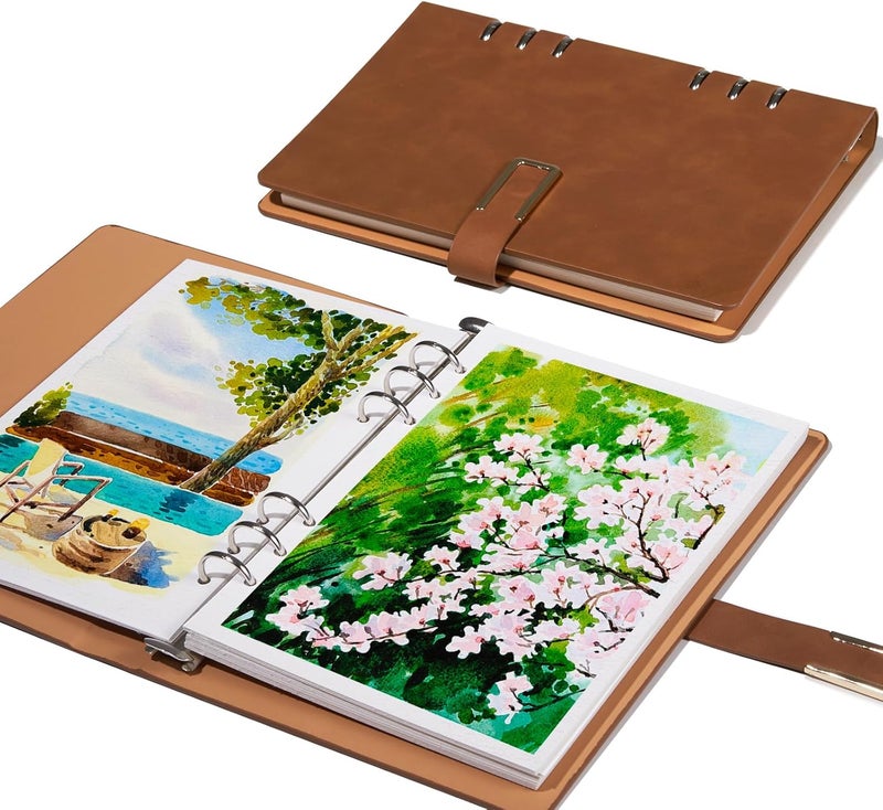 Lightwish Watercolor Sketchbook,100% Cotton Acid Free Watercolor Journal,300gsm/140lb Cold Press Watercolor Paper for Artists,Adults,Students,20 Sheets,9.25 * 6.3 Inches - Image 1